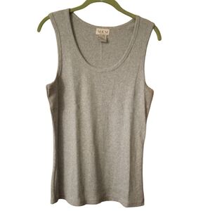 MKM Designs Metallic Grunge Ribbed Cotton Blend Tank Top NWOT Gray XL